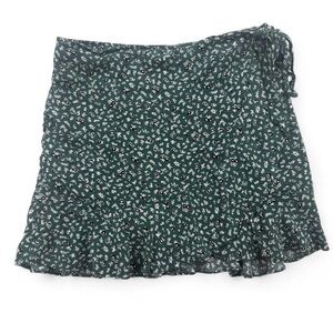 Women’s Abercrombie & Fitch Ditsy Dark Green Floral Wrap Mini Skirt Size L